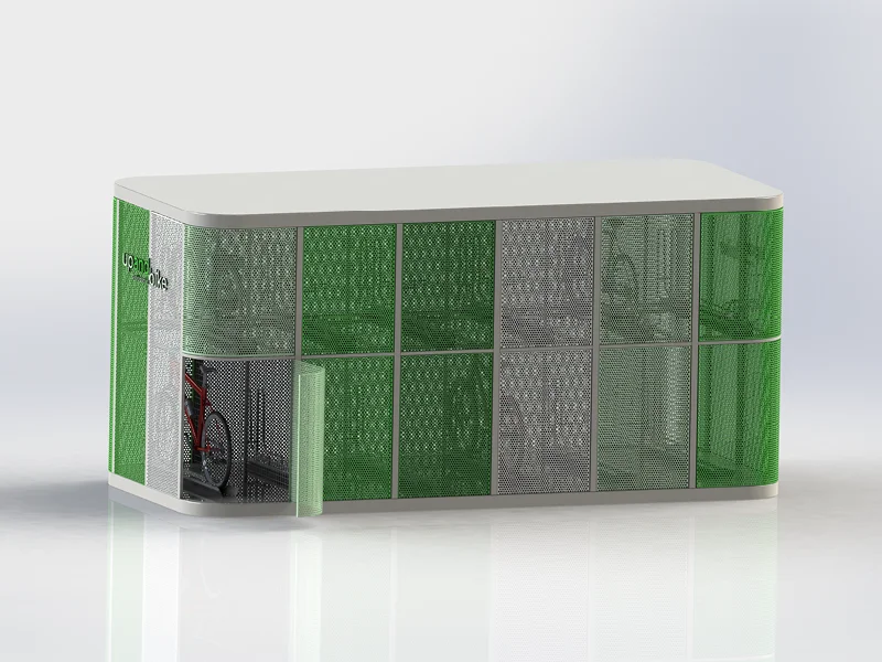 Model locker per 12 bicicletes amb tancament automàtic e-lock de la marca upandbike